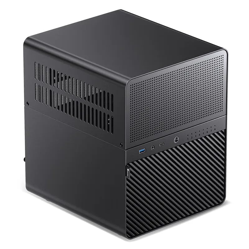 JONSBO N3 Mini-ITX NAS PC Chassis, ITX Computer Case, 8+1 Disk Bays NAS Mini Aluminum with Steel Plate Case, Built-in 2x10cm Fan
