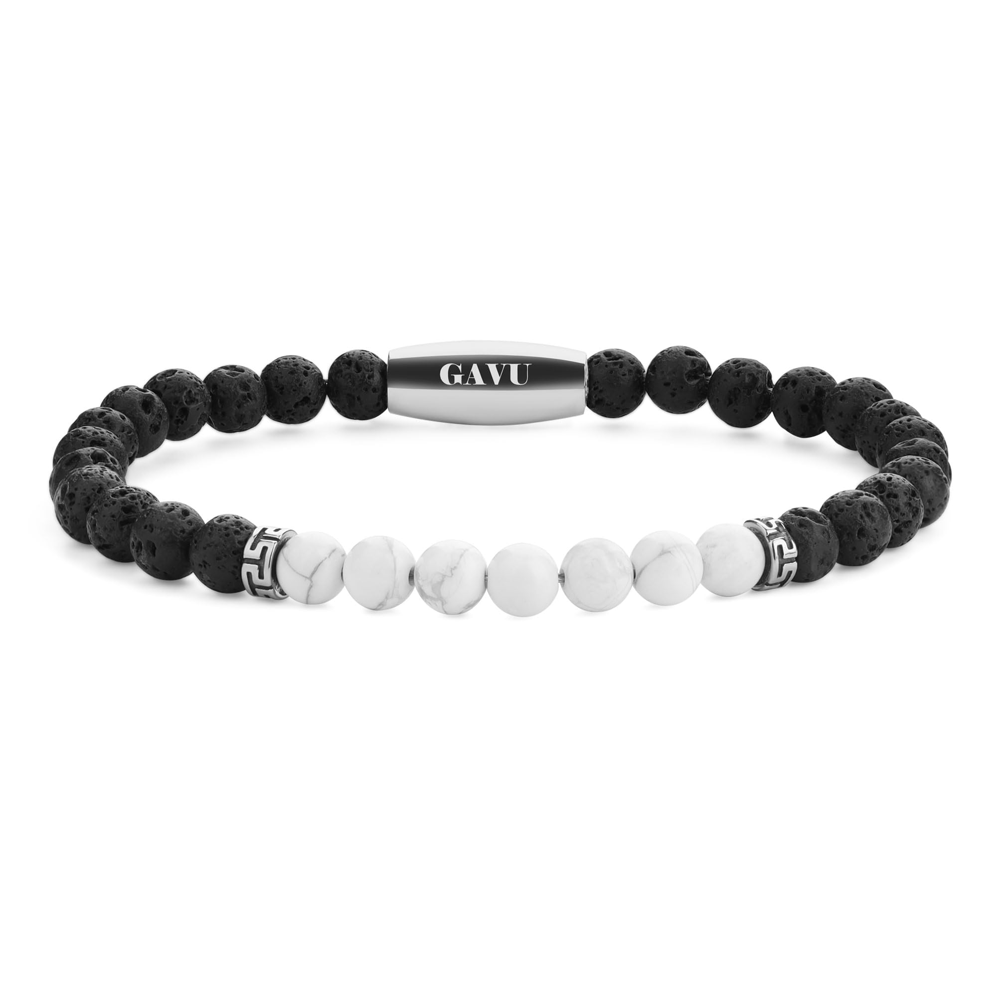 GAVU Pulsera de Cuentas de Piedra de Lava y Piedras Naturales para Hombre