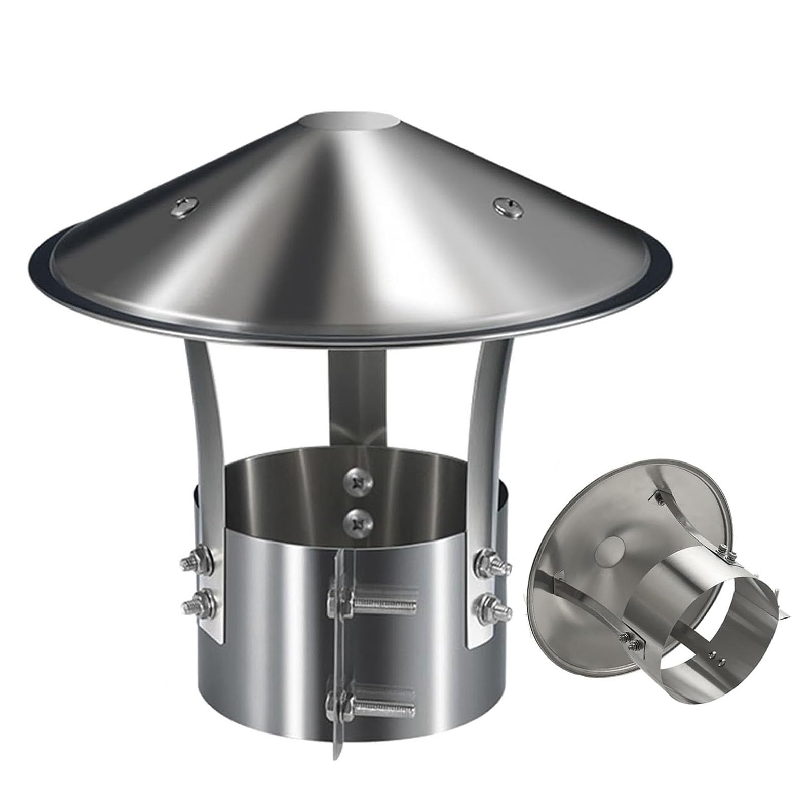 Tapa de chimenea, cubierta redonda para tubos de estufa, acero inoxidable 304, ventilación para tejado, para exterior, resistente a la intemperie, fácil instalación(5.1in/130mm)