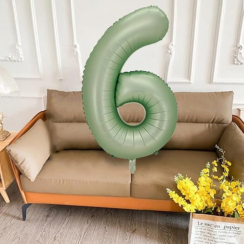 Miniatura 6 de Globo del número 6, globos de número grande de 40 pulgadas, decoración de fiesta de cumpleaños de 6 años, decoración de letrero de cumpleaños de 6
