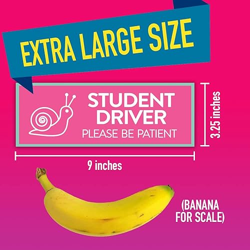 Miniatura 12 de Rio Salto Paquete de 4 divertidos imanes grandes para automóvil con texto en inglés "Please Be Patient", letrero magnético de seguridad para Novato