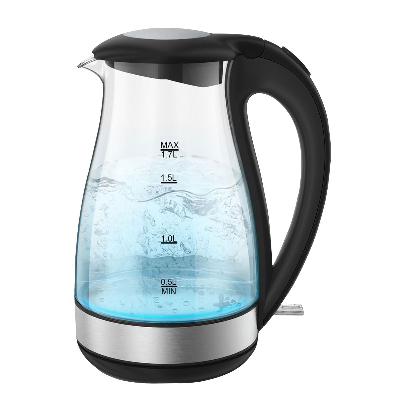 Glass Hot Water Kettle Electric for Tea and Coffee 1.7 Liter Fast Boiling Electric Kettle Cordless Water Boiler with Auto Shutoff & Boil Dry Protection, KEG8056-GS, White