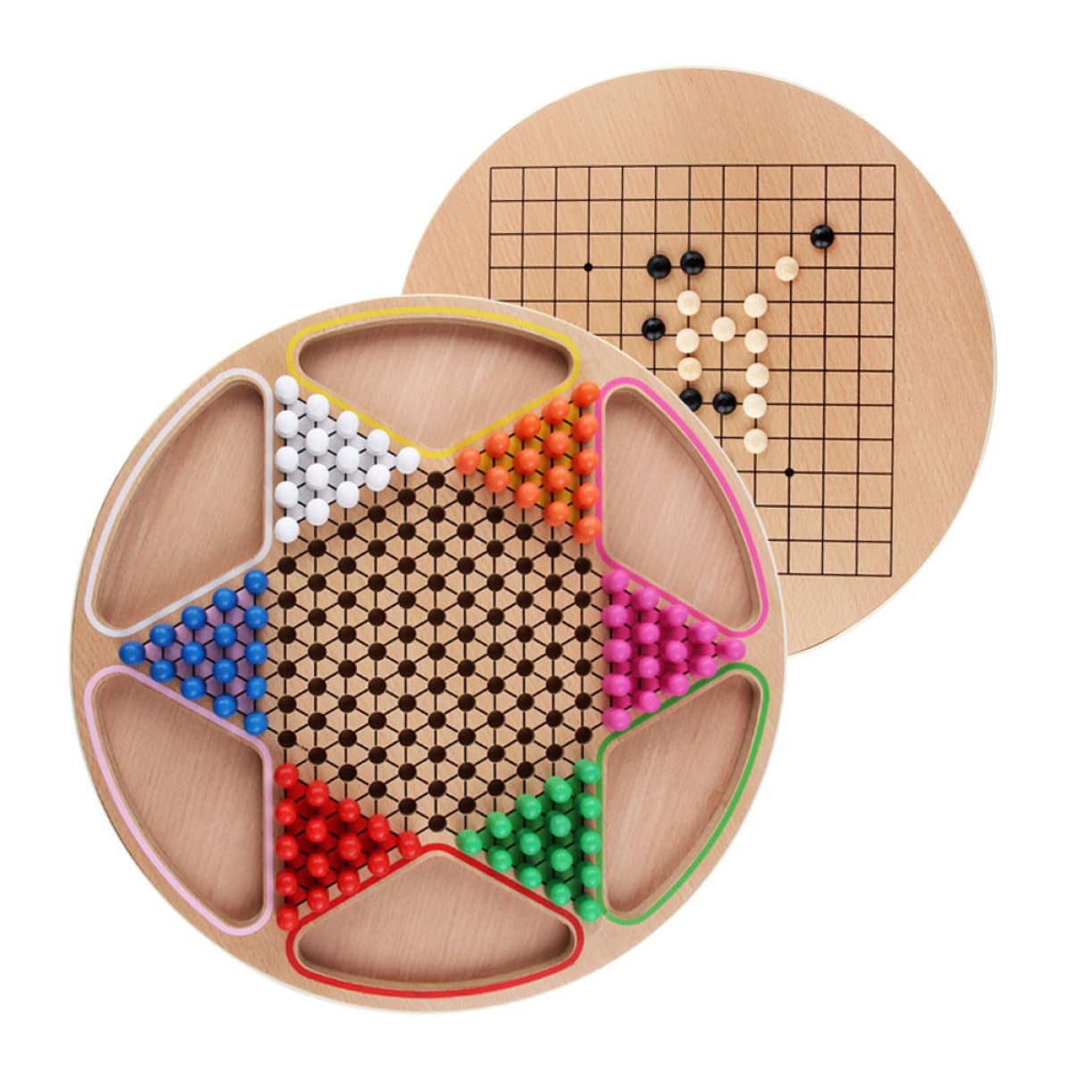 BESPORTBLE Jouet Deux Bois Marron Surface Lisse pour Garçon et Filles, Jeu de Dames Chinoises de Bureau Éducatif pour Apprentissage et Divertissement