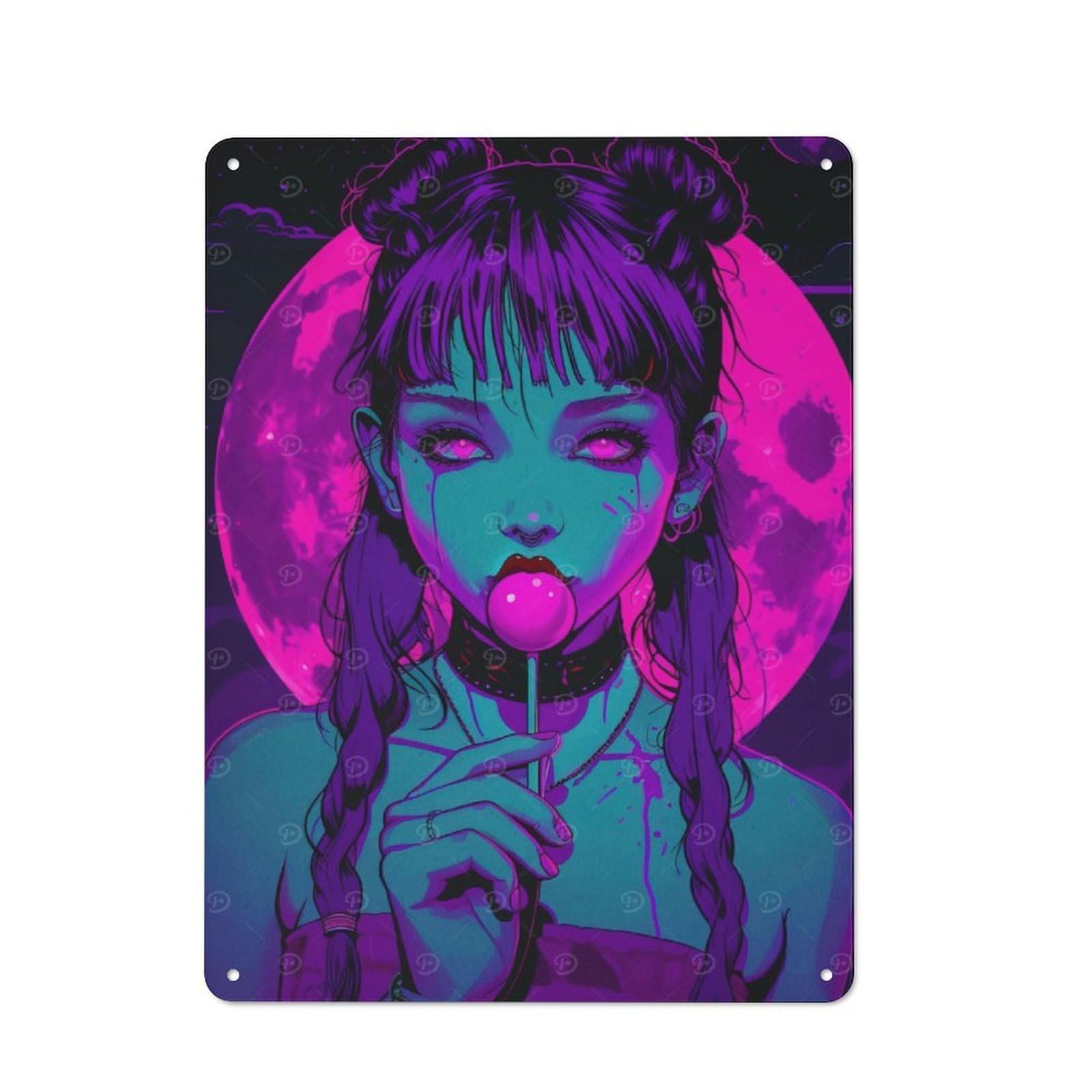 Girl with Lollipop Metal Gift Sign 40x30cm, Vintage Home Wall Decor for Home, Shop, Pub Or Studio Wall