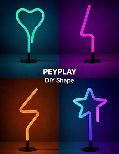 Miniatura 7 de Lámpara de pie LED RGB, forma ajustable inteligente, sincronización de música, 16 millones de colores, control remoto y aplicación, luz de pie