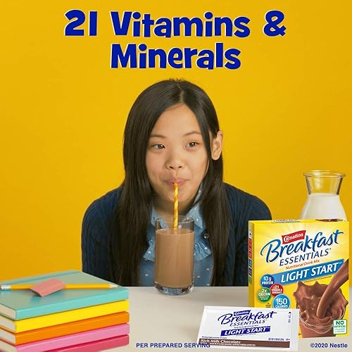 Miniatura 4 de Carnation Breakfast Essentials Light Start - Mezcla de bebida en polvo, rico chocolate con leche, 8 paquetes