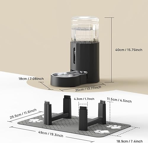 Miniatura 3 de CZPET Dispensador de agua elevado para perros con alfombrilla para perros grandes, soporte elevado para bebedero alto para mascotas, alivia la