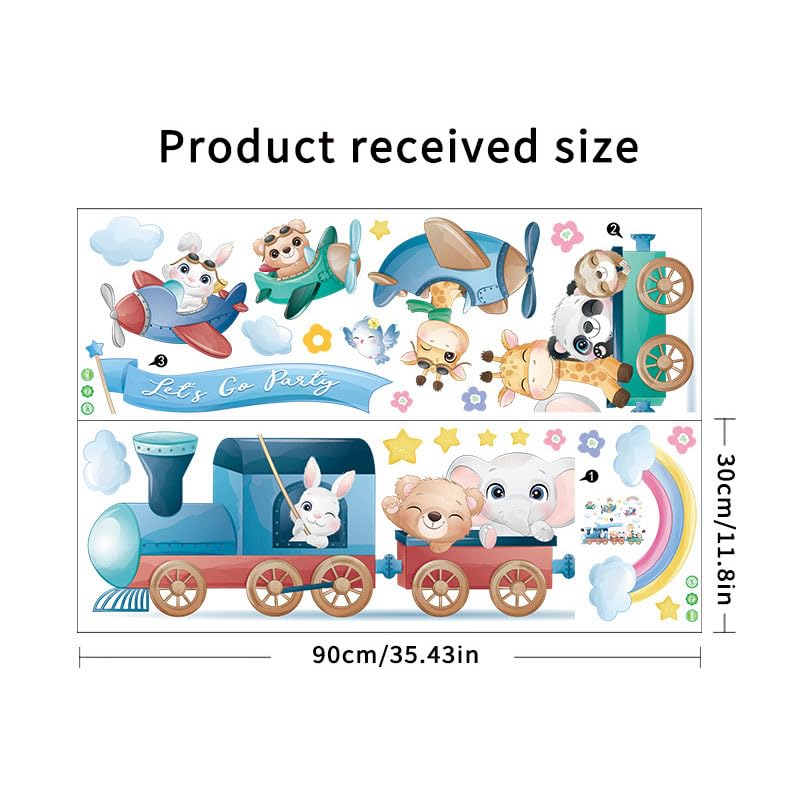 Stickers de pared tren de animales para cuarto infantil miniatura 7
