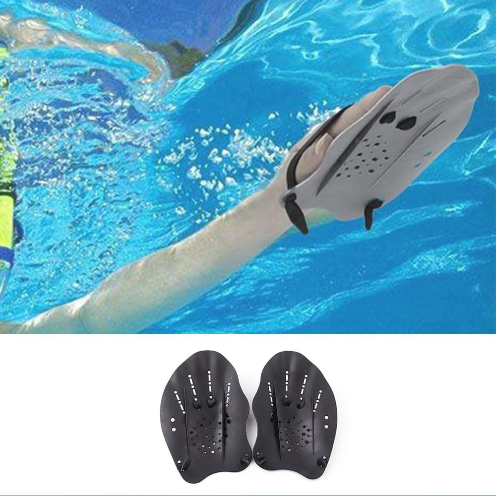 Palas de mano para nadar con correa ajustable, entrenamiento de fuerza y remo de natación