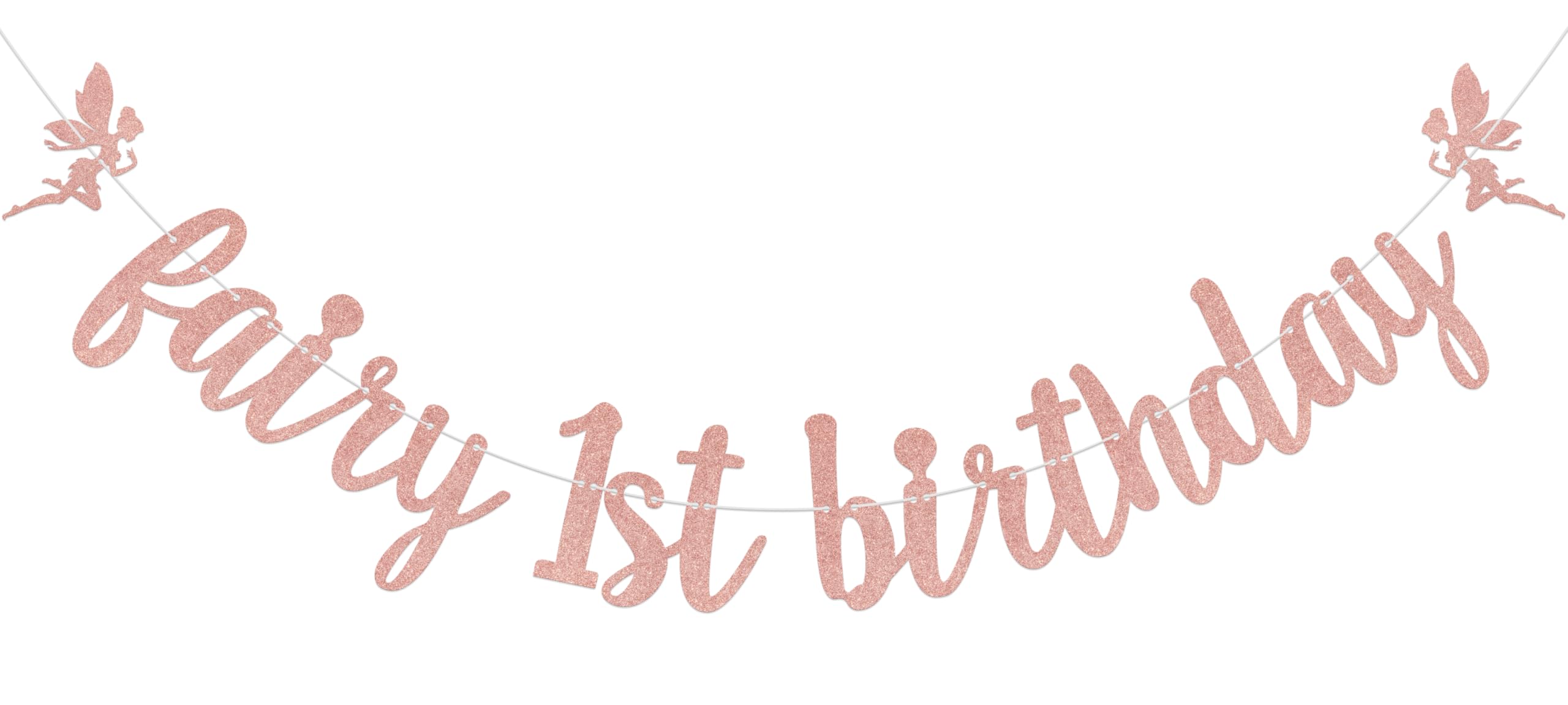 Aumccxz Fairy 1st Birthday Banner Fairy First Birthday Decorations Happy 1st Birthday Banner Rose Gold
