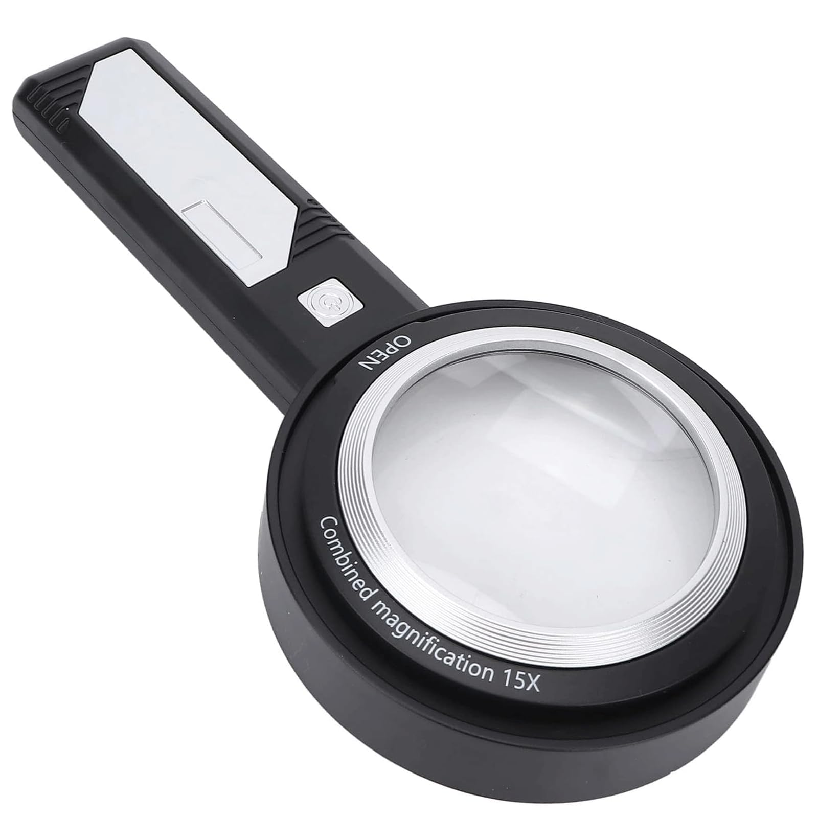 FROON Lupa z podświetleniem LED 15X, przenośna lupa z ładowaniem USB, lupa do czytania, podwójne okulary do kontroli monet i biżuterii do bliskiej pracy