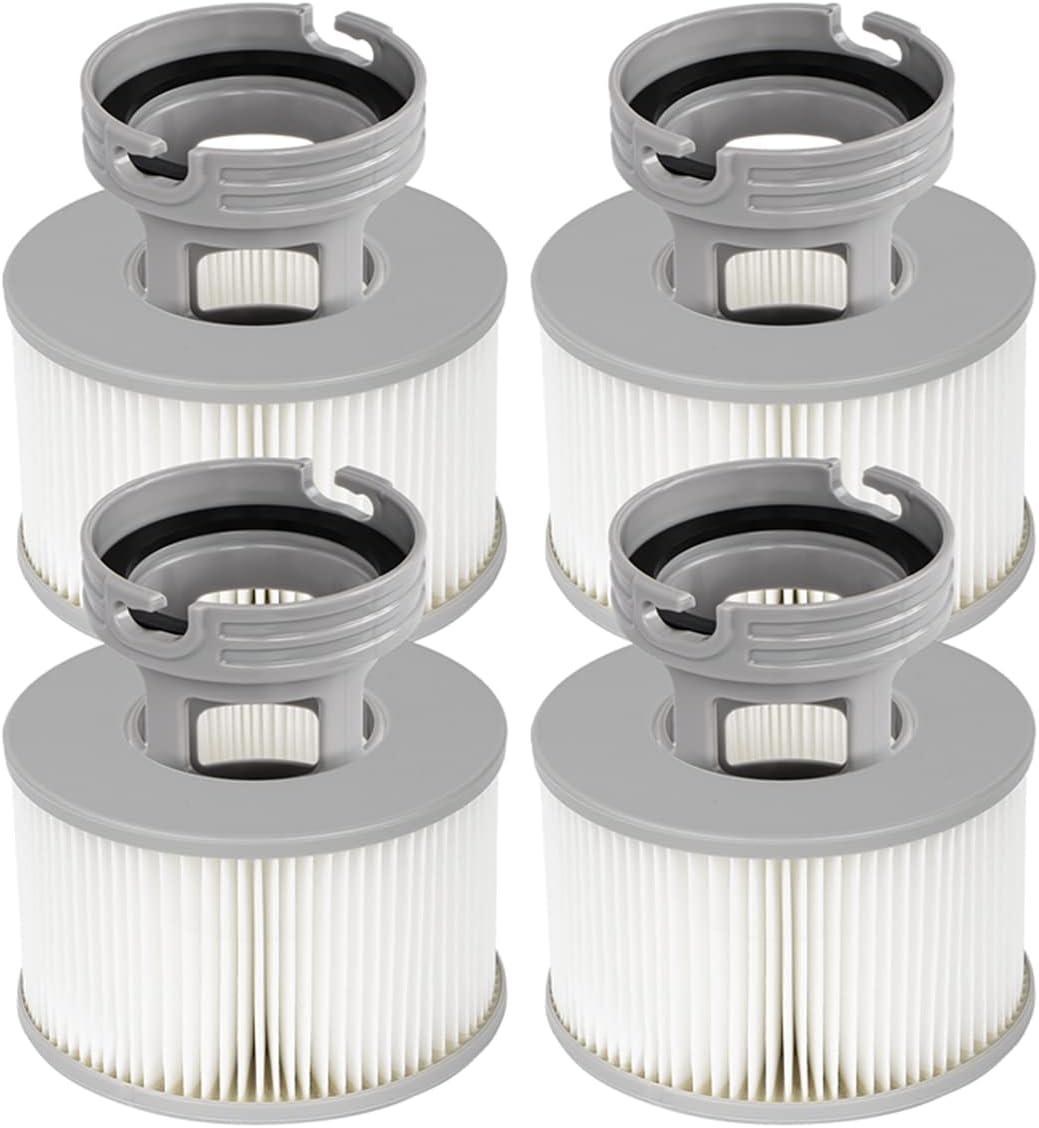 YanBan 4 Set Hot Tub Filters+ Screw-in Base Adaptor for MSpa Inflatable Pools, Enhanced Version Filter Cartridge Pump Fit for MSPA all Current Hot Tubs