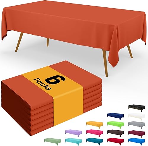 Miniatura 82 de Smiry - Juego de 6 manteles desechables, manteles rectangulares impermeables de 54 x 108 pulgadas para fiestas, mantel de plástico decorativo, a