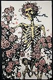 Sunshine Joy Grateful Dead 3D Faded Bertha Skeleton and Roses Tapestry Wall Art Beach Sheet Huge 60x90 Inches - Amazing 3D Effects
