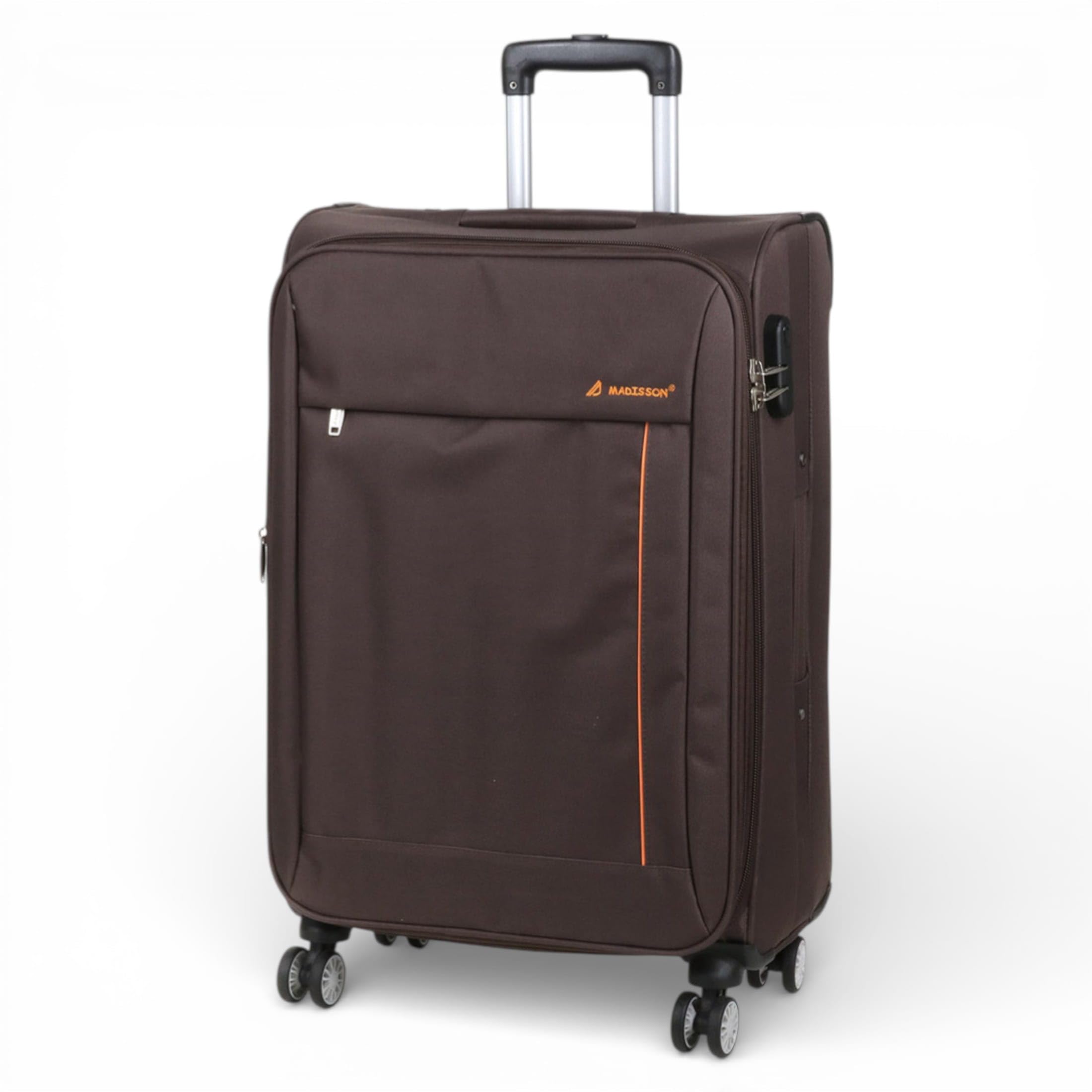 Infinity Leather Lekka miękka obudowa walizki 8-kołowy bagaż podróżny, Brązowy, M - 26", Walizka