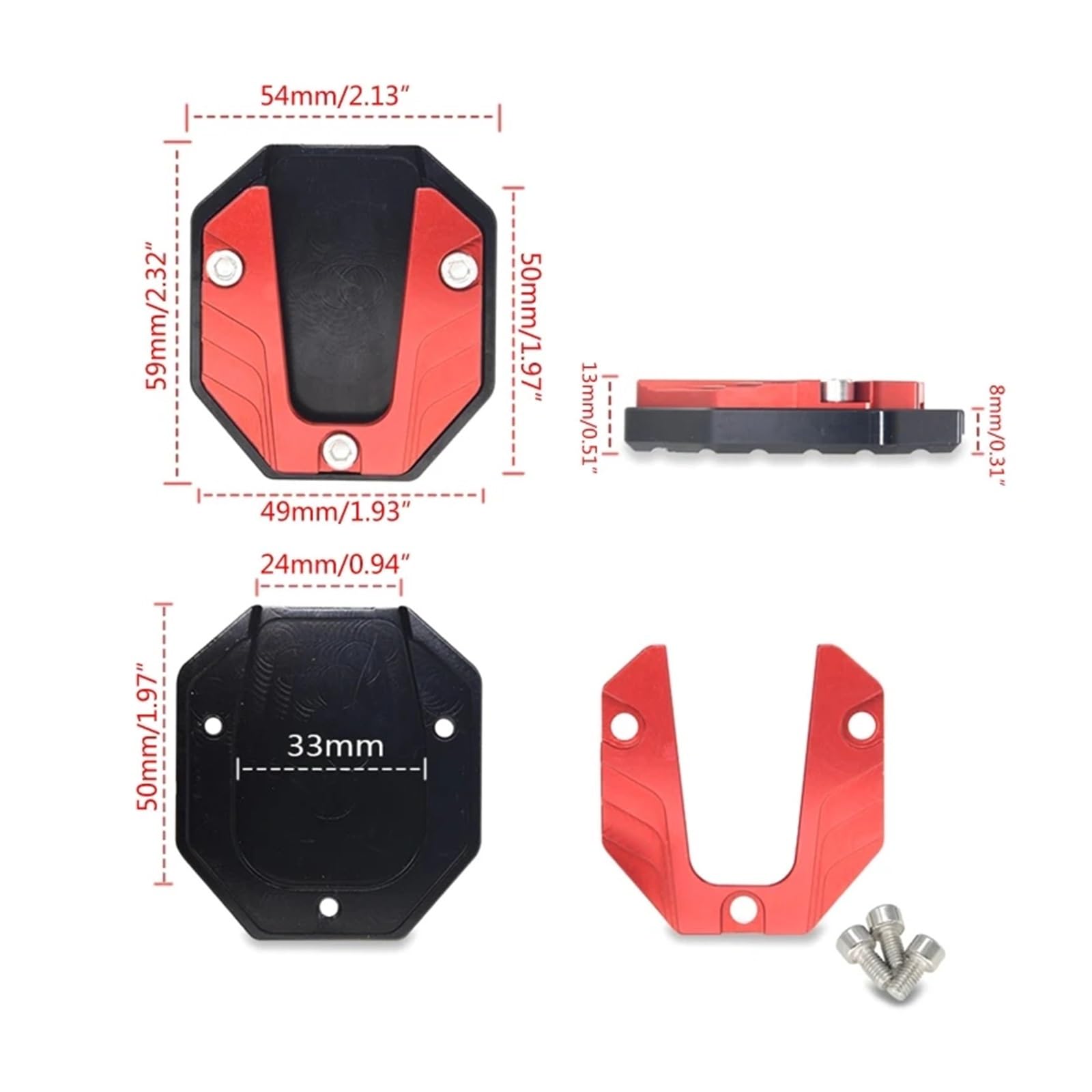 Moto Soporte Lateral pies Almohadillas Extensión de Soporte Lateral para Motocicleta Scooter, Accesorios para Ho&nda Xre 300 SH 125