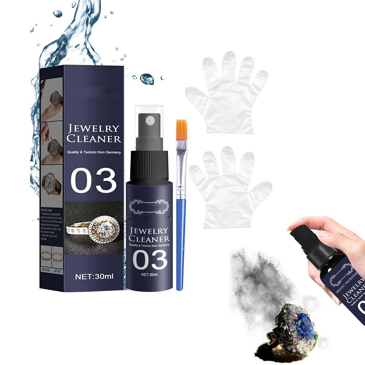 NihexoDiamond-Shine Jewelry Cleaner Spray- Jewellery Cleaner, Quick Jewelry Cleaning Spray, Watch Diamond Silver Gold Jewelry Cleaner Solution, Restores Shine and Brilliance to Jewelry (1 Pcs)