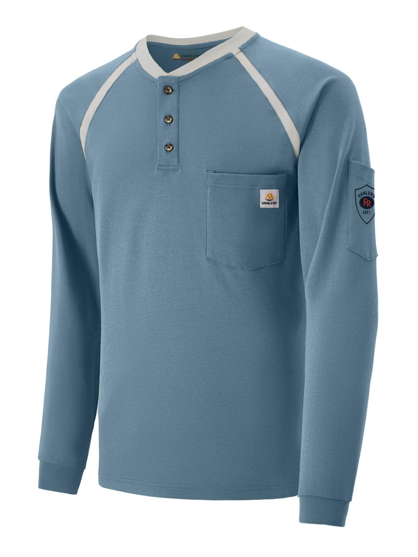 VANLENS FR Shirts for Men Flame Resistant Shirts 6.5oz Light Weight Long Sleeve Fire Retardant Shirts CAT2/HRC2