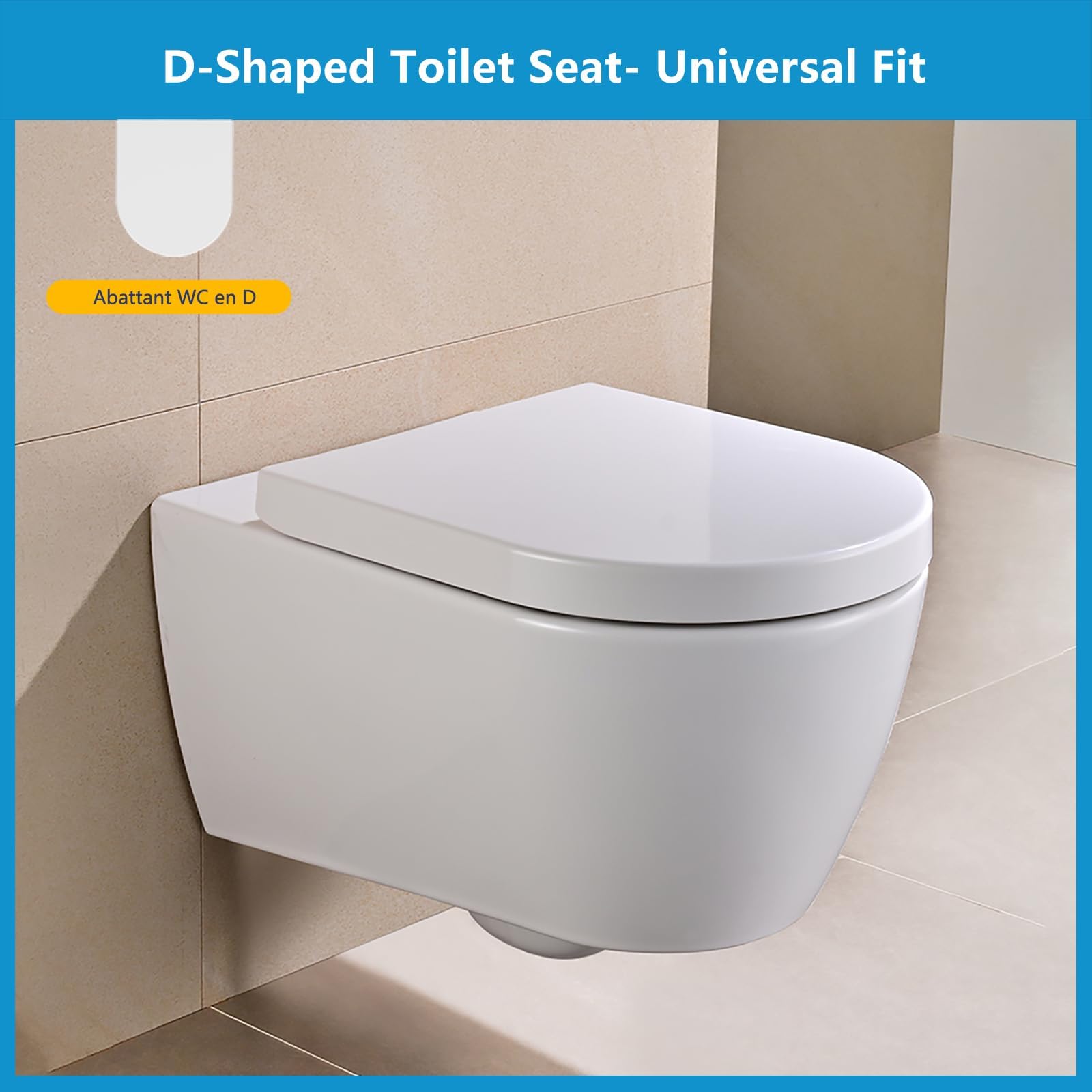 YEAUPE PRO D-Form WC Sitz mit eleganter Rautenmuster, Toilettendeckel Soft-Close [LANG], Absenkung, kratzfest & leise, schnell abnehmbar, einfache Montage, 46,4×35,9 cm