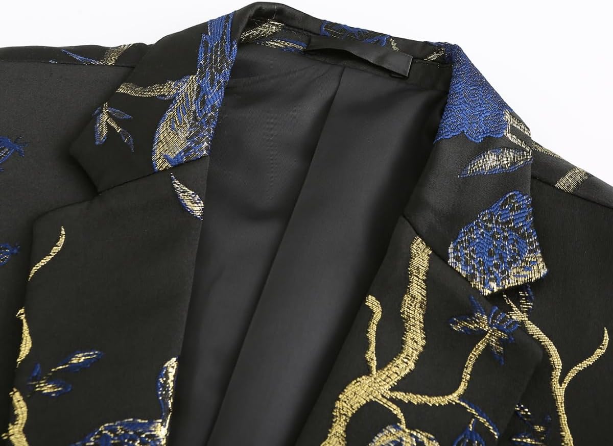 Cloudstyle Mens 2 Piece Floral Dress Suit One Button Dinner Tuxedo Jacket & Pants - Image 4