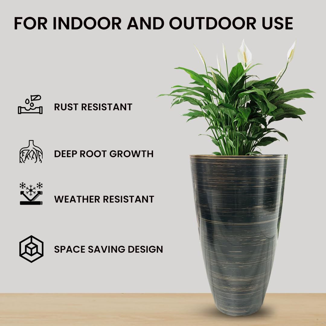 SG Traders Stylish Tall Plastic Plant Pot Garden Patio Planters Elegant Gardening Planter Accessory for Flowers Herbs Trees Plants Patio Suitable for both Indoor and Outdoor Use H 54cm x W 30cm - Image 6