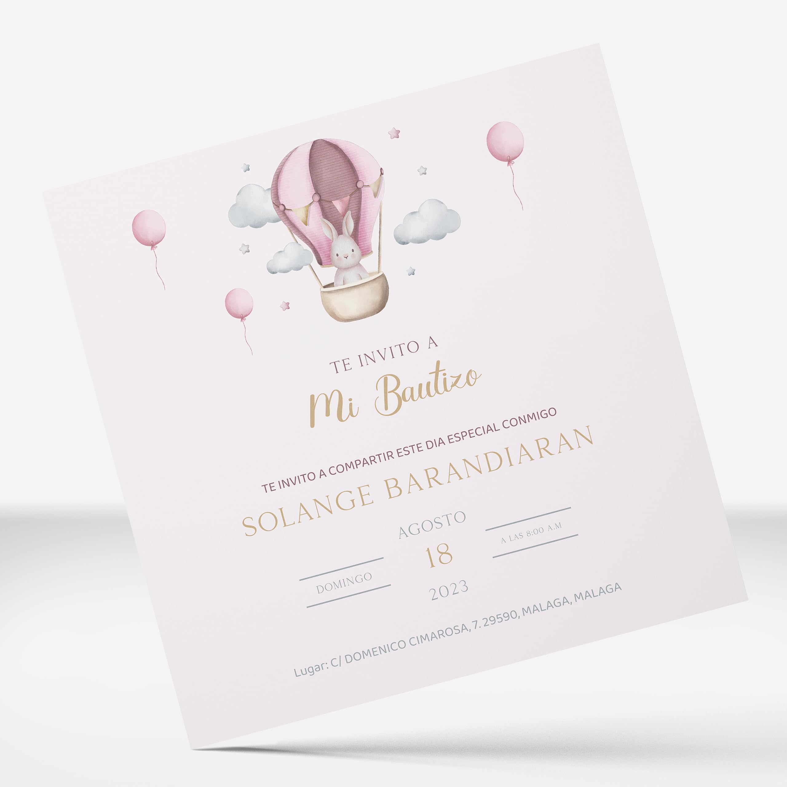 PRINT STAMP LOVE Invitaciones Personalizadas y Recordatorios Bautizo Niño y Niña de 15x15cm | Personaliza Nombre, Fecha y Texto | Tarjeta para Invitados - Elige entre 4 Modelos (Modelo 2)