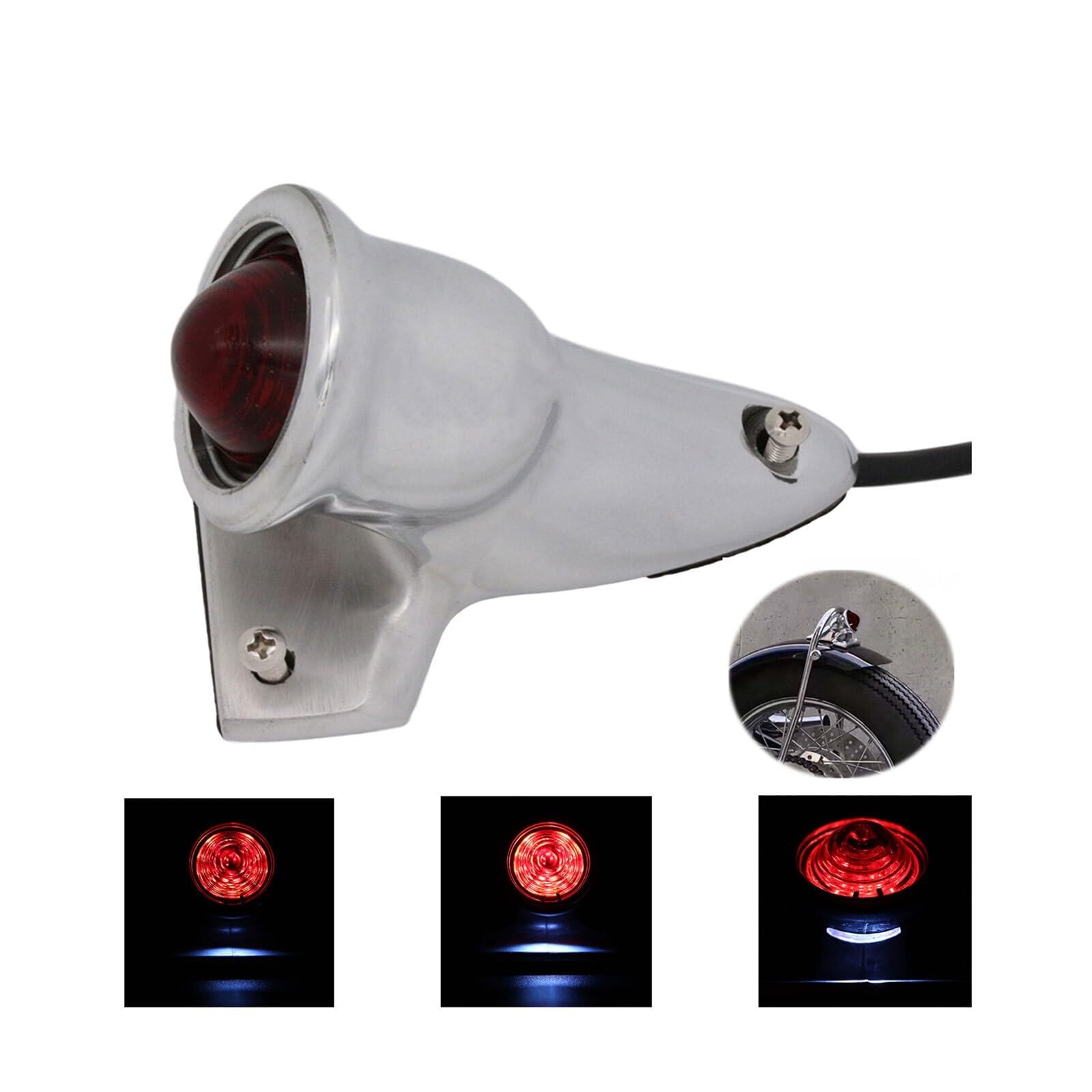 Motocyklowe światła światło hamowania Do tylnego światła hamowania | Motocyklowe Vintage Old School tylne światła tylne światła motocyklowe(Polish Red LED)