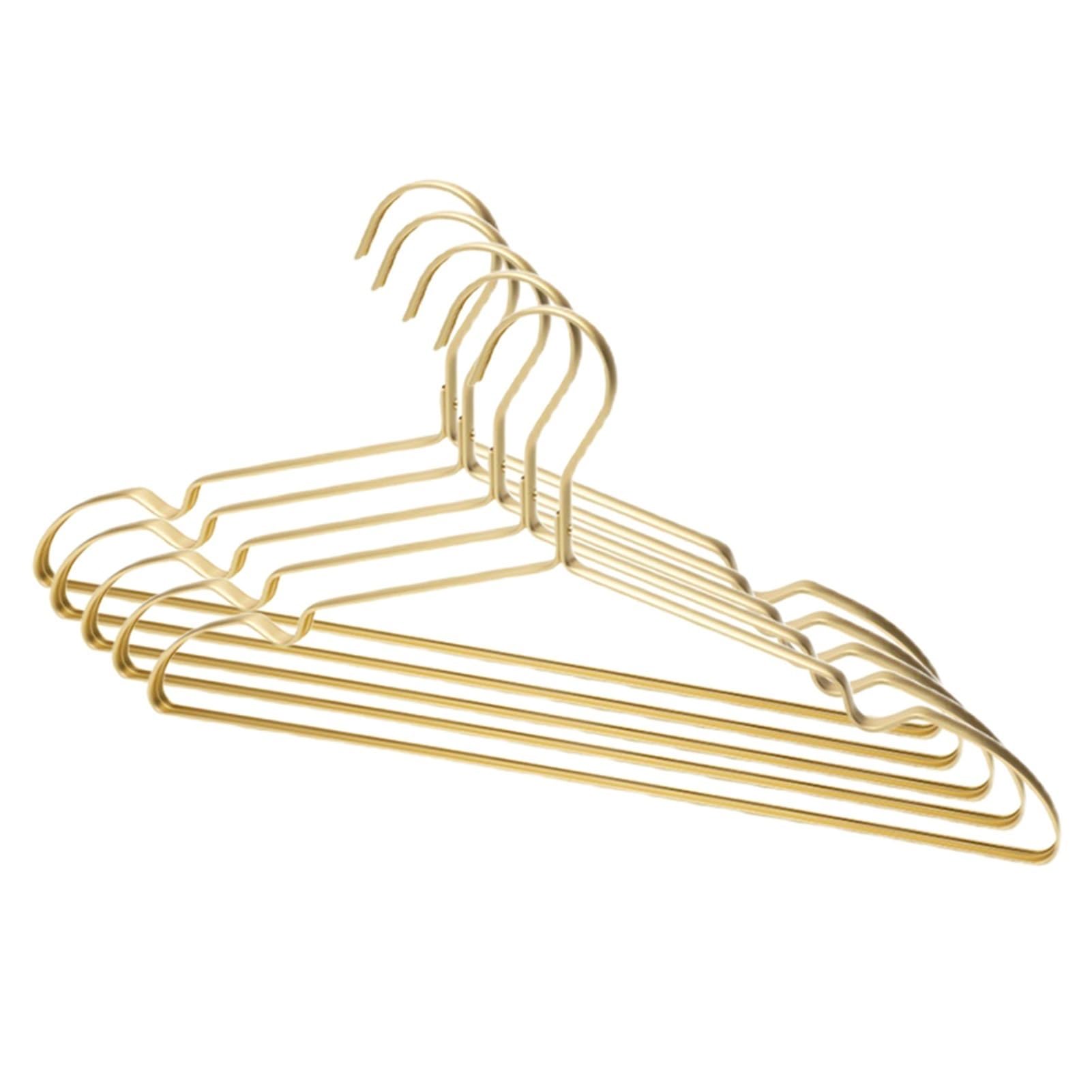 TXGJWRA Coat Hangers Hangers for Coat Clothes Display Storage Organizer Metal Sturdy Laundry Drying Rack Wardrobe Spave Save Pants Hanger 5Pcs,Gold B