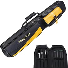 7-Hole PU Leather Pool Cue Case Holds 3 Butts + 4 Shafts + Extension, Dual Accessory Pockets, Padded & Water-Resistant Billiard Cue Bag