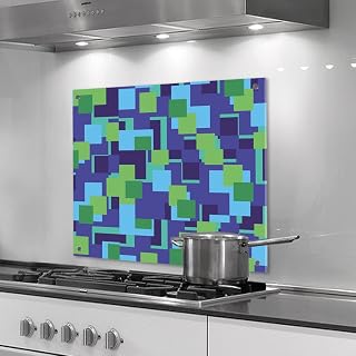 designersgroup - Panel de cocina de plexiglás - Diseño: cuadrados verdes - Formato 60 x 90 cm (alto x ancho) - Protección de pared elegante y protección contra salpicaduras para cocina, cocina y zona de cocción - Sin agujeros (adhesivo de silicona).