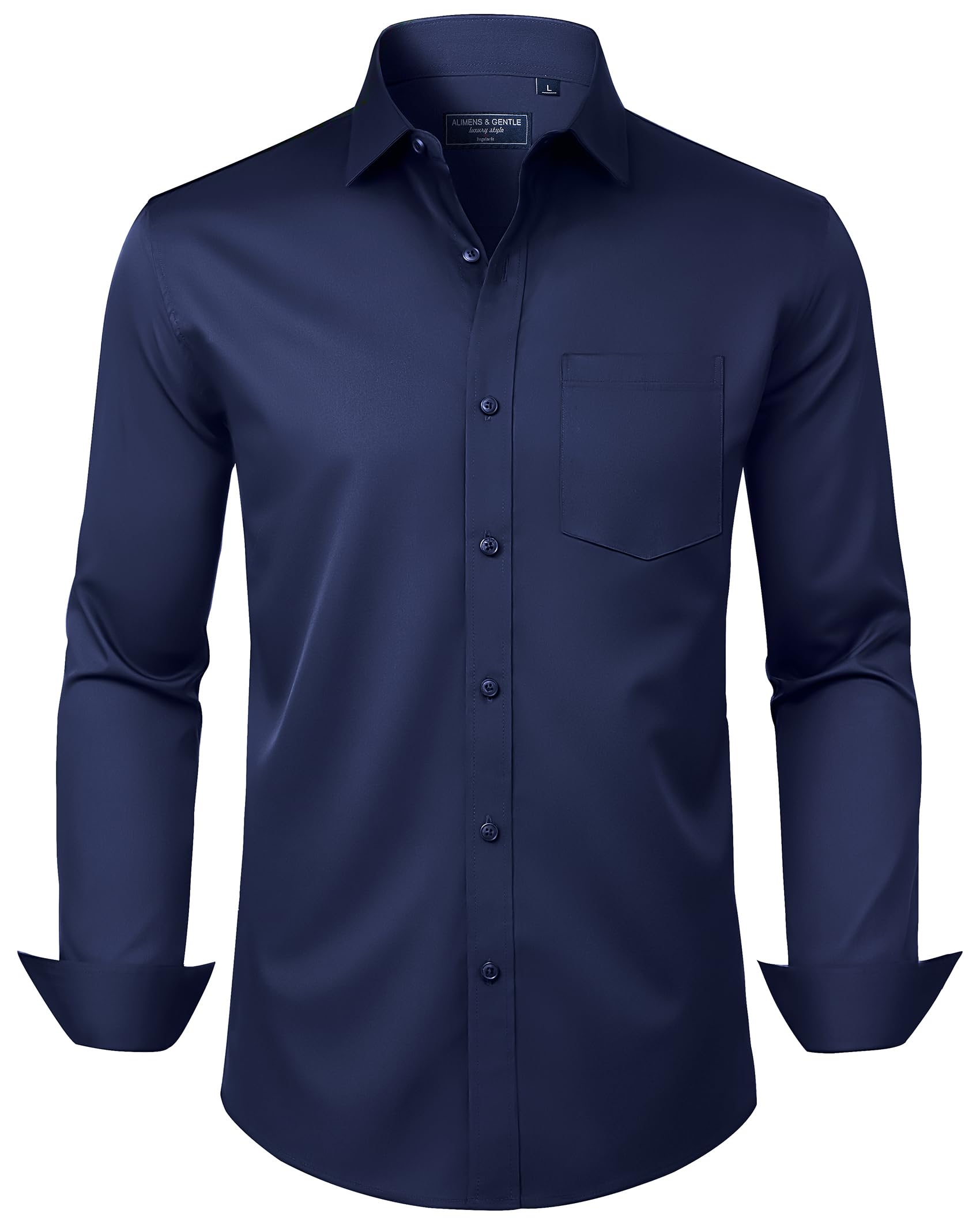 Mens Dress Shirts Long Sleeve Wrinkle Free Stretch Cotton Big Tall Button Down Shirts