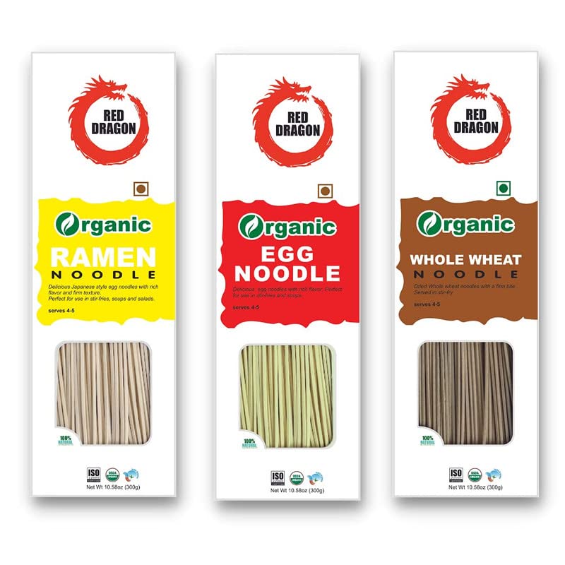 Red Dragon Chinese and Japanese Noodles, Tasty Cuisine Organic Mix Combo of 3 Packets (Ramen + Whole Wheat + Egg Noodles), Ready to Cook Noodles (B0B5GYLWFD) Amazon Price History, Amazon Price Tracker