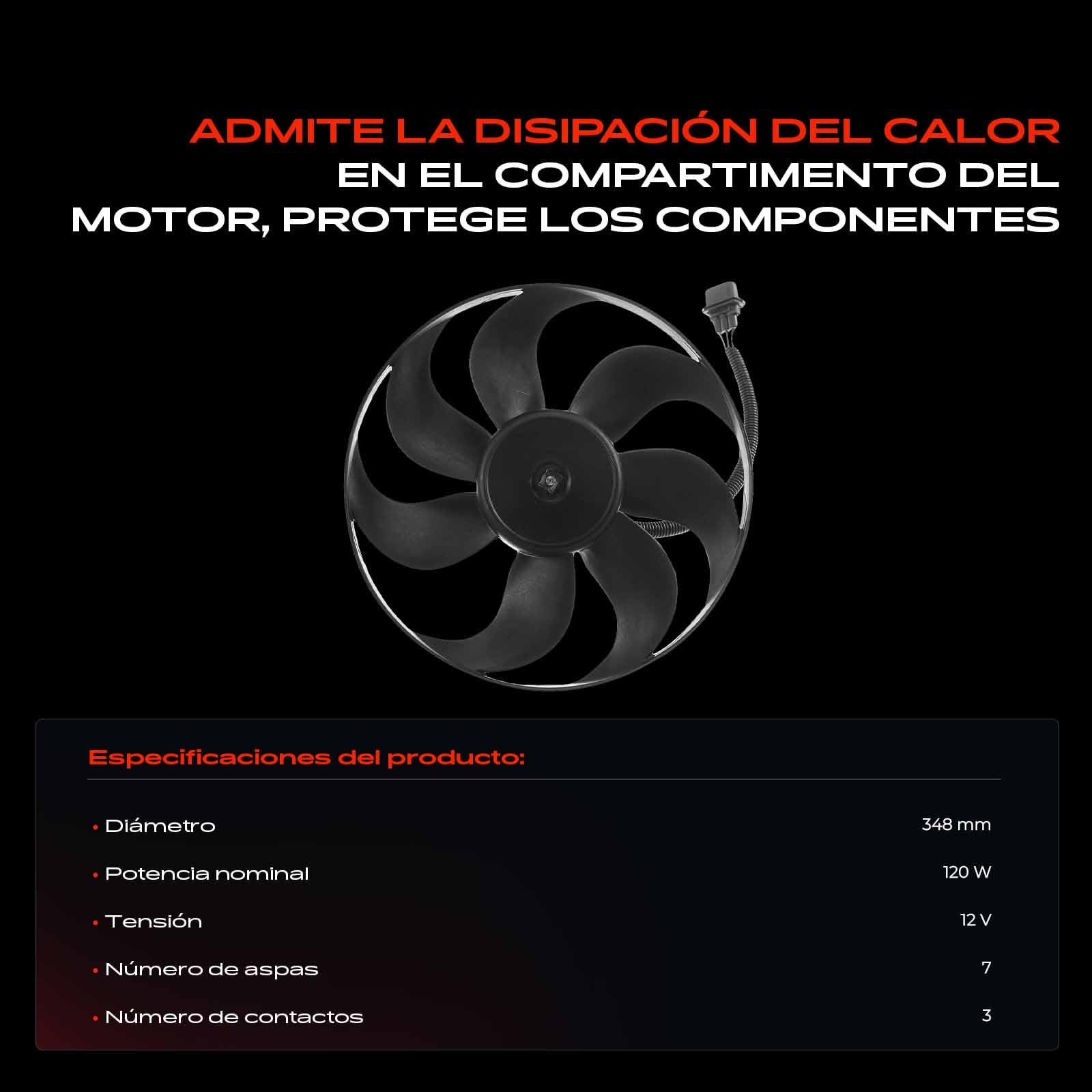 Frankberg Ventilador del radiador refrigeración del motor 3 Polos