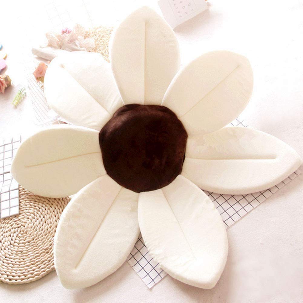 Aoopoo White Foldable Flower Bath Tub For Baby Play - Sunflower Cushion Mat (White)