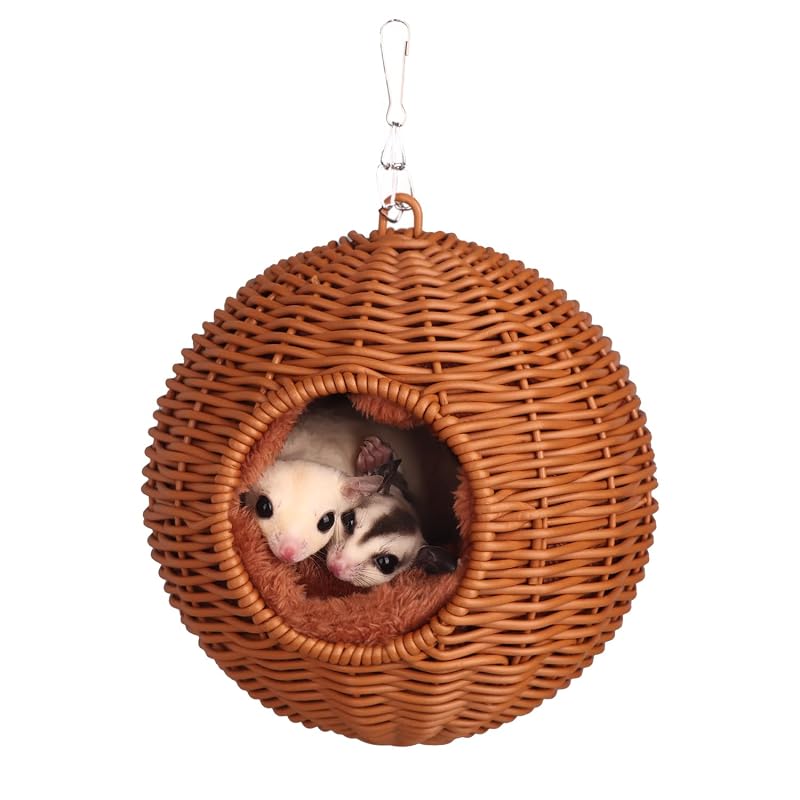 Rede para Pequenos Animais com Ninho Removível de Algodão e Rattan PP HardcorePet – Marrom