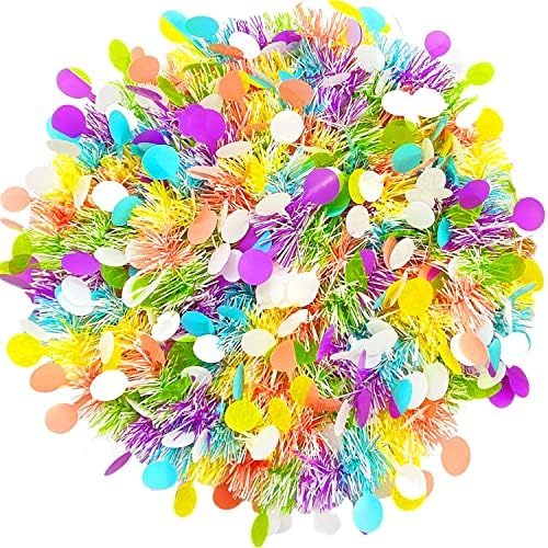 Easter Tinsel Garland,40 Feet Metallic Glitter Garlands,Mixed Color Chunky Garlands Hanging Decorations for Easter,Party Decor