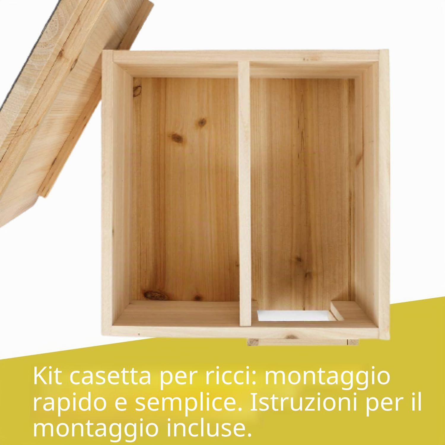 WILDLIFE FRIEND | Casetta per Riccio da Esterno – Ampia e Resistente alle Intemperie - A Prova di Gatti e Altri Animali per Proteggere i Ricci – Realizzata in Legno – 40x40x19 cm