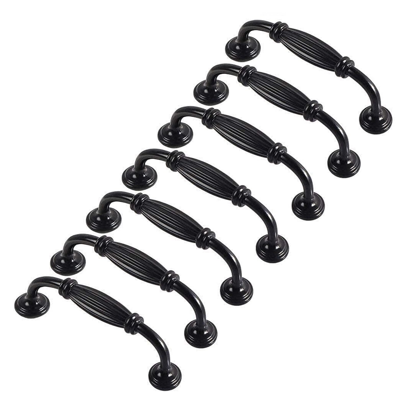 VOPLIVAT Kitchen Cupboard Handles, Bow Handle 96mm Cabinet Door Pulls 8 Pcs Black for Wardrobe Drawer