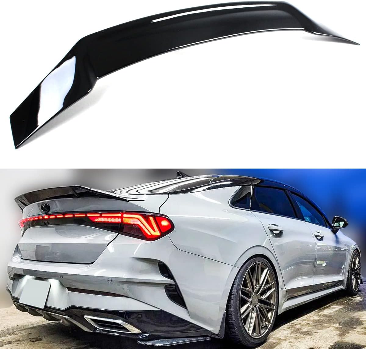 KDM R Style Gloss Black Trunk Lid Spoiler Wing Compatible with 2021-2024 Kia K5 LX LXS GT EX All Models