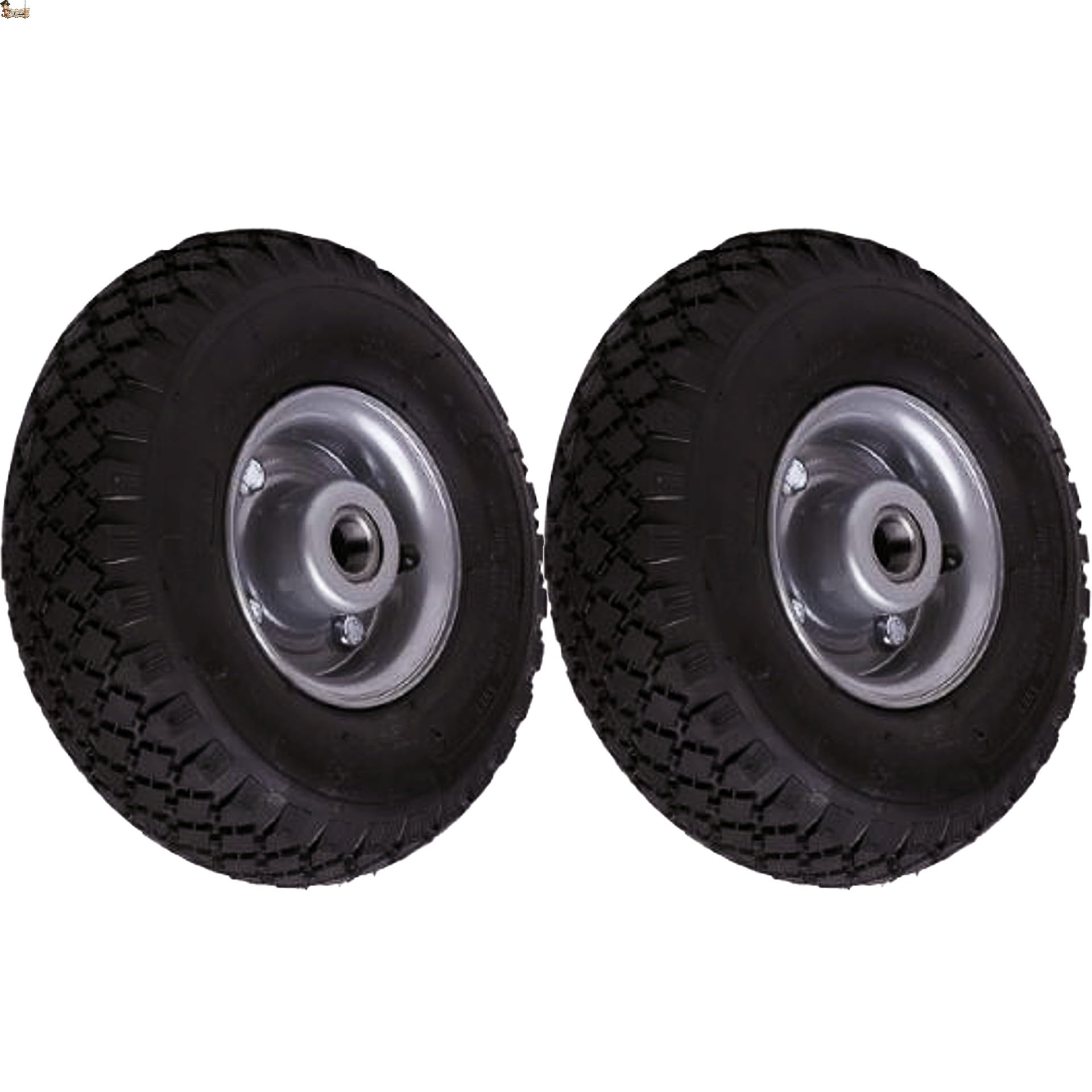 Bricoloco Rueda Carretilla Hinchable neumática Industrial de 4 Lonas 260x85 mm. Pack 2 uds. Eje 20 mm. para Obra, almacén y Transporte. con llanta metálica y rodamientos de Bolas. (2)