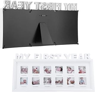 Cyrank Baby Picture Frames, My First Year Frame Baby Photo Frame 12 Month Baby Keepsake Frames Monthly Milestone Desktop Picture Frame Mothers Day Gift White