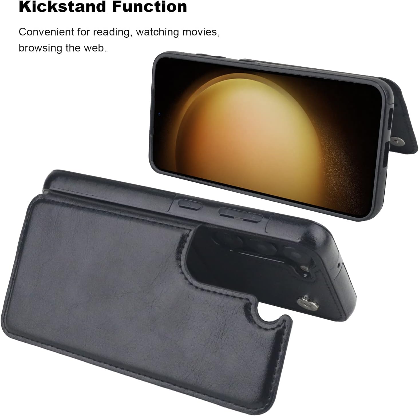 ONETOP Compatible with Samsung Galaxy S23 Wallet Case with Card Holder, PU Leather Kickstand Card Slots Case, Double Magnetic Clasp and Durable Shockproof Cover 5G 6.1 Inch(Black) - Image 5