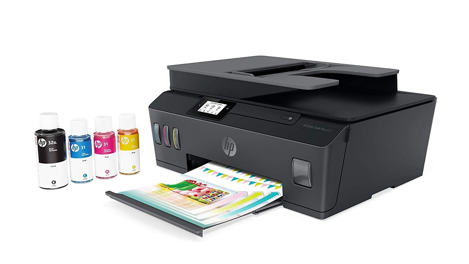 HP Smart Tank Plus 655 AiO Y0F74A, Stampante Multifunzione a Colori, Serbatoio d'Inchiostro ad Alto Volume di Stampa, Fino a 12000 Pagine (Nero) e 8000 Pagine (Colore), Scansione, ADF, Wireless, Nera