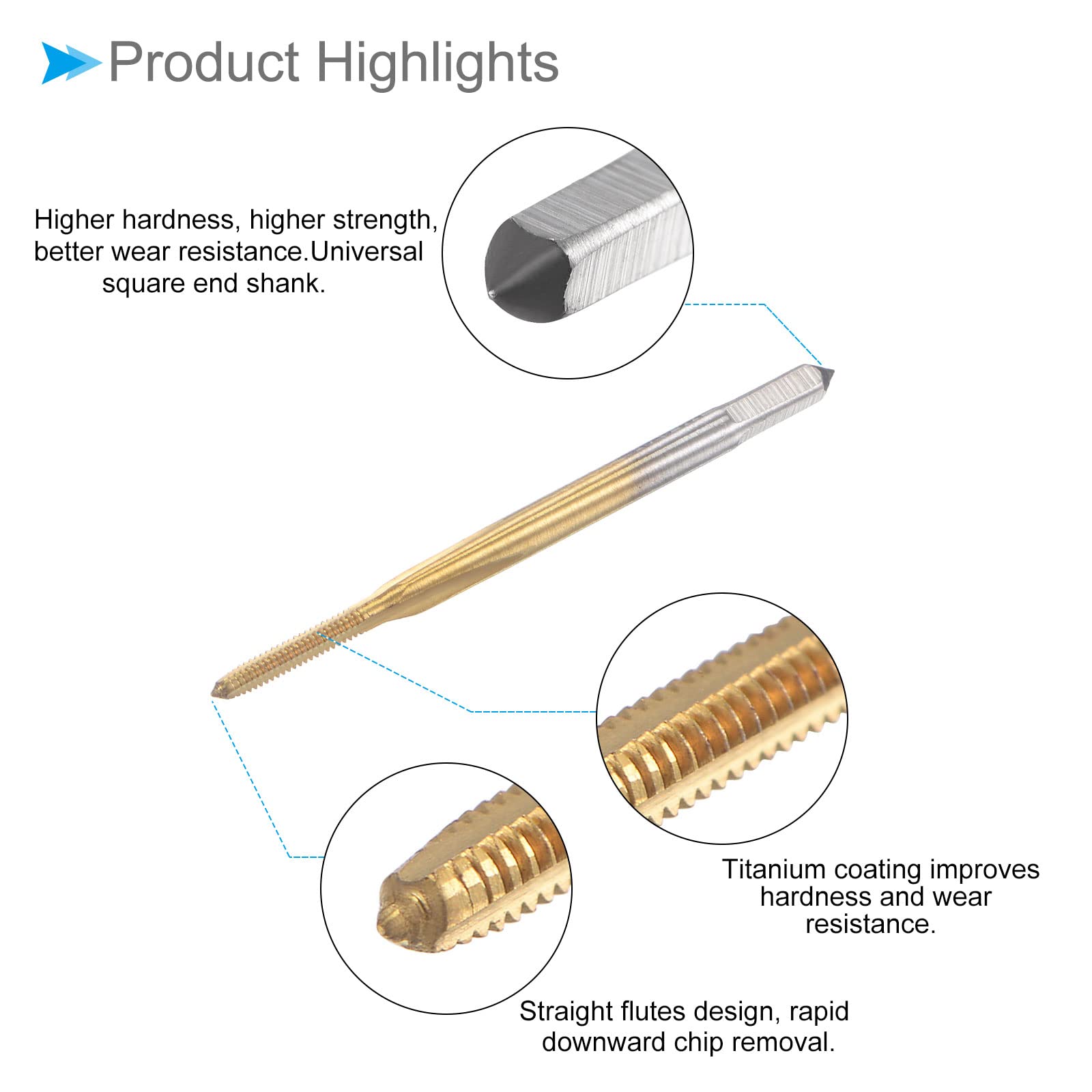 QUARKZMAN Tarauds Métriques Pour Machines M1.6 X 0.35mm En Acier Rapide H2 à 3 Rainures Droites Pour Le Taraudage De Vis, Outil De Réparation Pour Bricoleurs 2 Pièces
