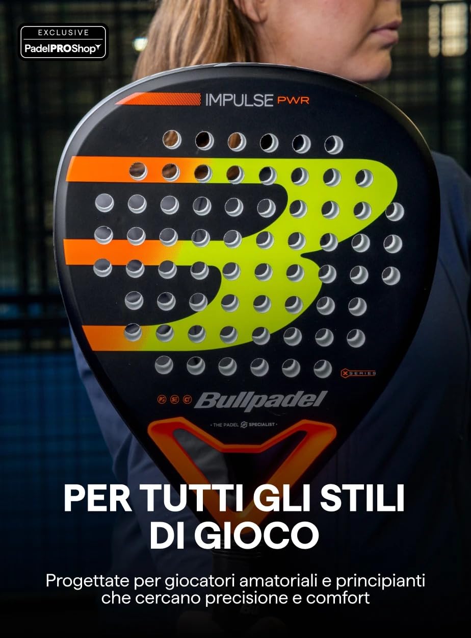 Bullpadel Impulse PWR 2026 (Esclusiva PadelPROShop) - Racchetta da padel potente, forma a diamante e bilanciamento elevato - Anima in SoftEva e fibra di vetro