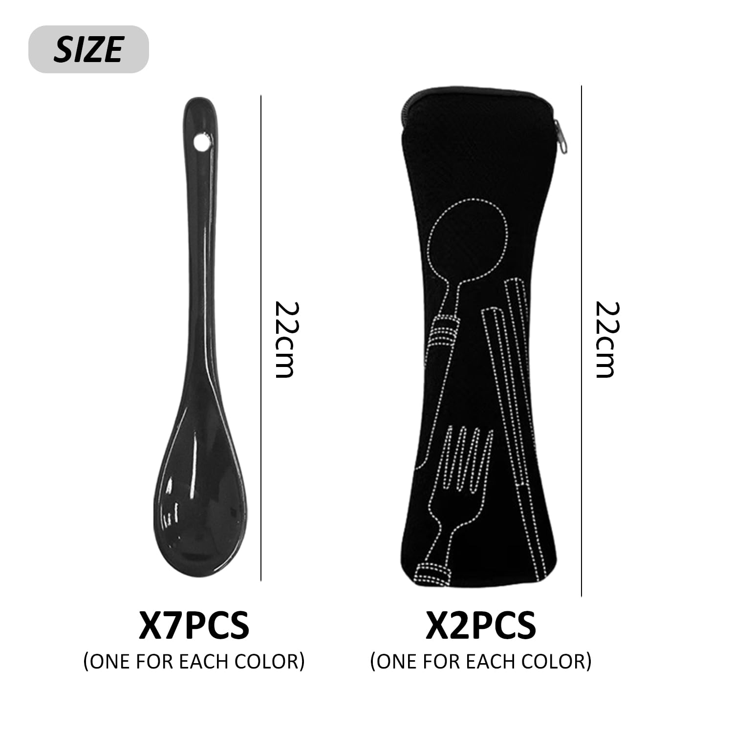 Set 7 Cucchiai In Ceramica Colorati - Con Sacchetti Per Riporre, Per Caffè E Dessert