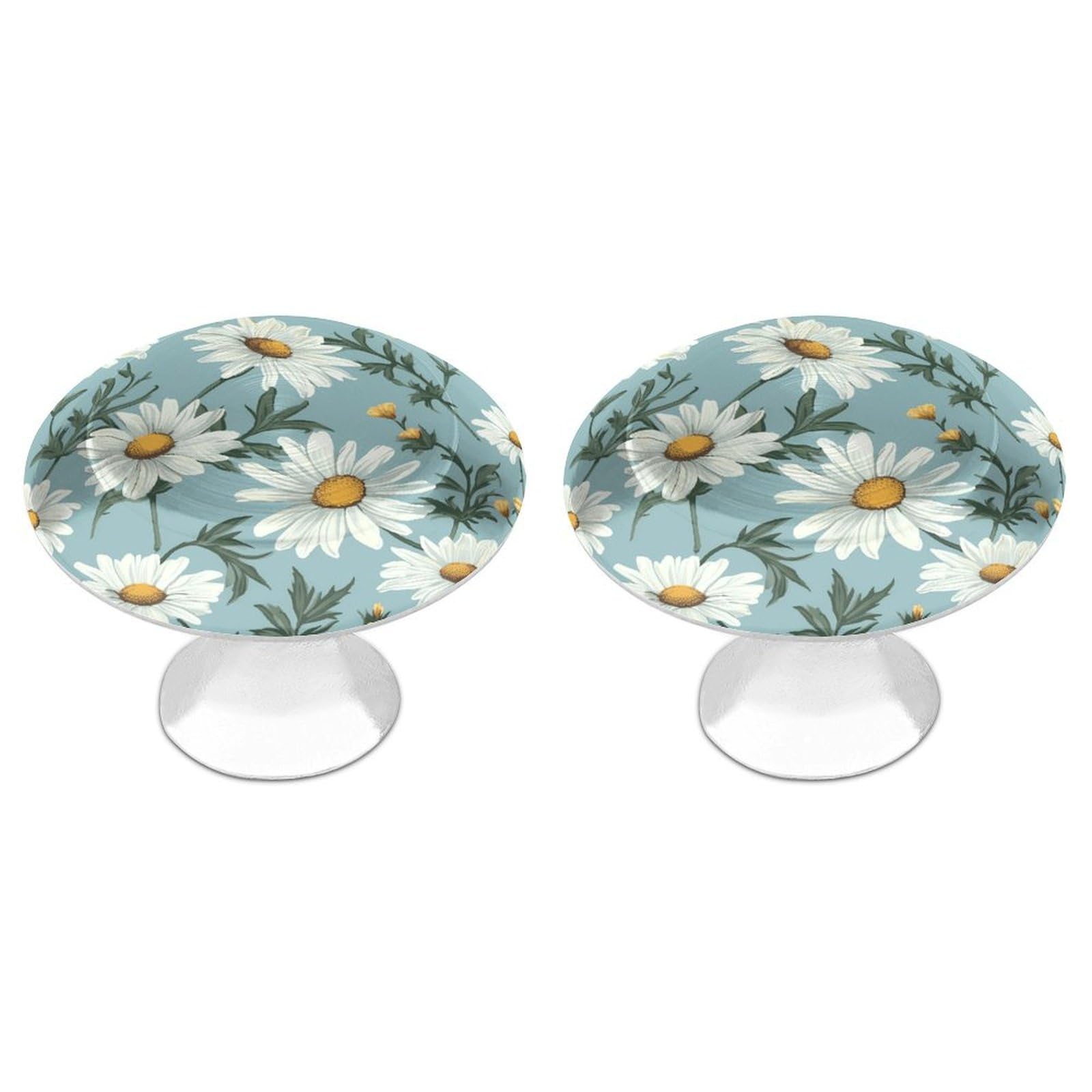 Vstadank Style Daisy Cabinet Knobs Round Wardrobe Pulls Simple Drawer Handles With Screw Aluminum Alloy Closet Door Pull Modern Cabinet Hardware For Dresser Drawers 2 Pack