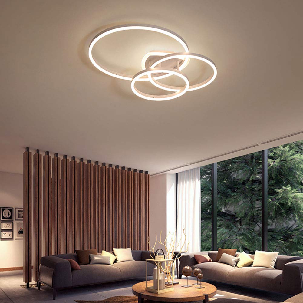 Nowoczesna lampa sufitowa LED w kolorze kawy – okrągła aluminiowa lampa sufitowa z pierścieniem do montażu wpuszczanego w sufit do salonu i sypialni