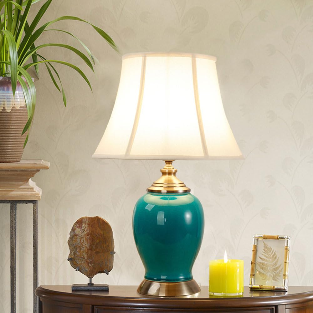 asdchZen Modern Ceramic Table Lamp For Living Room Crack Glaze Ceramics Desk Lamps For Bedroom Farmhouse Bedside Nightstand Bedside Lamp End Table Lamps-B-33 * 52Cm,B-33 * 52CM