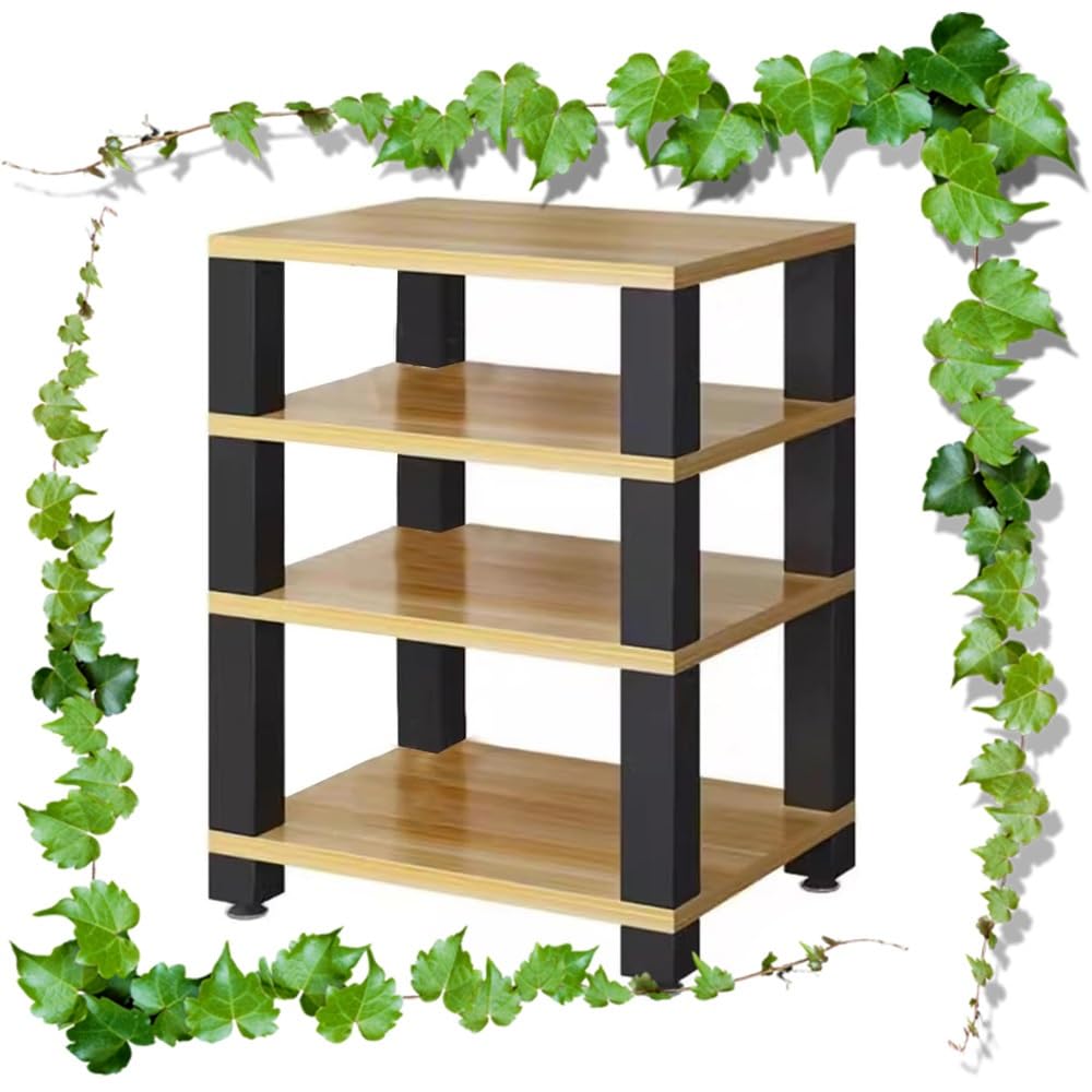 Support audio et vidéo à 3 niveaux – Meuble de rangement en bois massif pour matériel audio/vidéo, armoire de rangement pour home cinéma, centre de divertissement